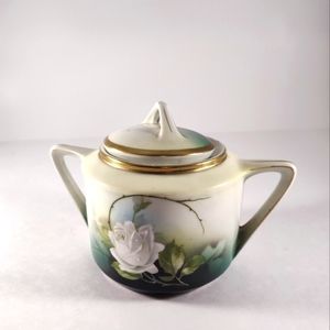 Antique Chime Floral Design Three Crowns (Germany) Sugar Container